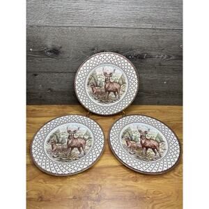 Royal Stafford England Woodland Reindeer Deer 11” Dinner Plates~ set Of 3